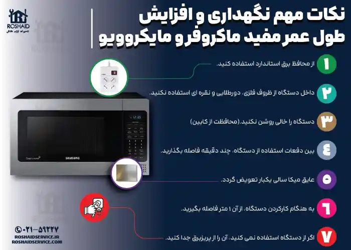 نکات مهم نگهداری و افزایش طول عمر مفید مایکروویو سامسونگ
